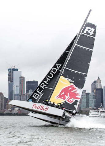 Jimmy Spithill and crew test-sail the F4
